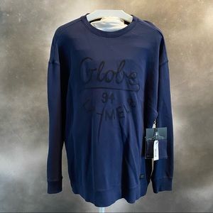 GLOBE Brand Navy Blue Embroidered Logo Crew Neck SweatShirt NWT Mens MD